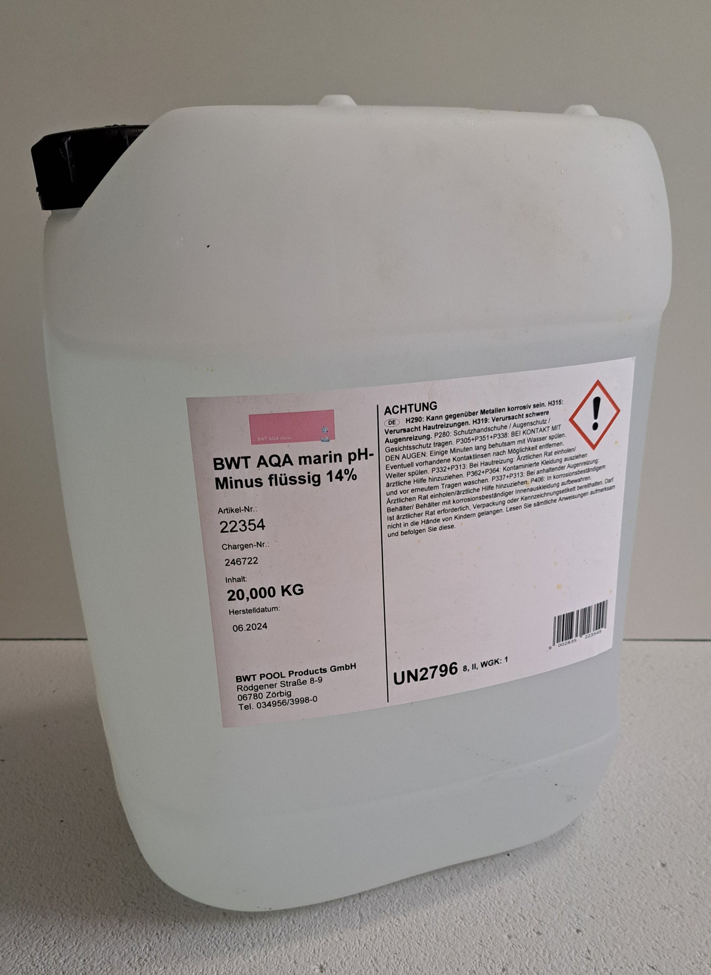 pH-Minus flüssig 20 Liter/20 Kilo AQA marin BWT