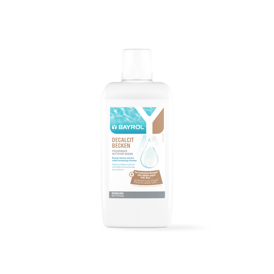 Pool cleaner Decalcit Becken 1L bottle for effective pool maintenance and limescale removal