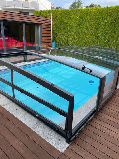 Alukov PARADE Poolüberdachung, einseitige Schiene, Anthrazit Alu - Pool & Teich