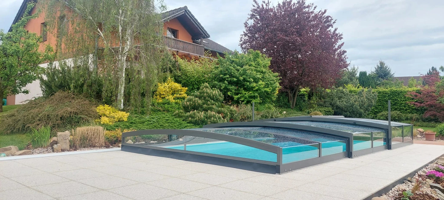 Alukov PARADE Poolüberdachung, einseitige Schiene, Anthrazit Alu - Pool & Teich