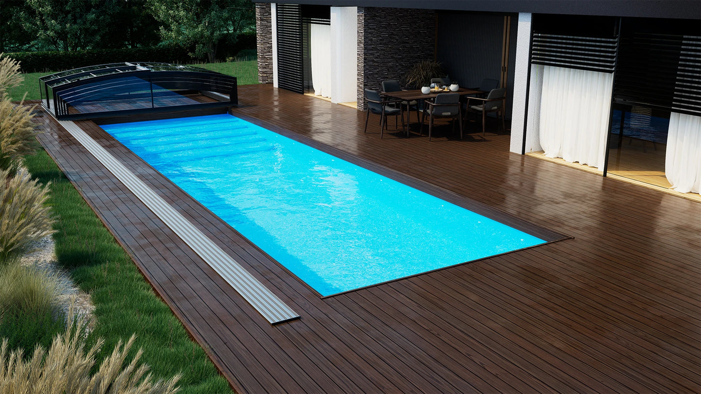 Alukov PARADE Poolüberdachung, einseitige Schiene, Anthrazit Alu - Pool & Teich