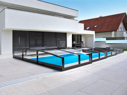 Alukov VIVA Poolüberdachung, einseitige Schiene, Anthrazit Alu - Pool & Teich