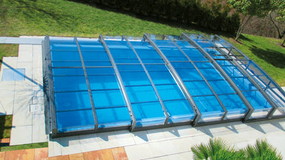 Alukov VIVA Poolüberdachung, einseitige Schiene, Anthrazit Alu - Pool & Teich